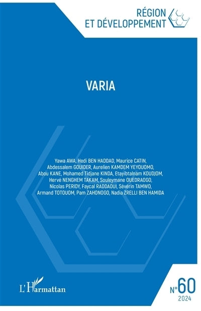 Région et développement, n°60. Varia