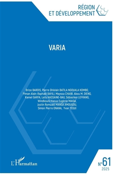 Région et développement, n°61. Varia