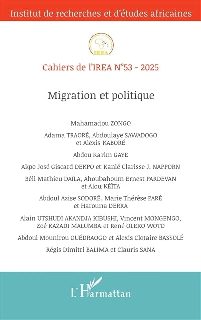 Cahiers de l'IREA, n°53. Migration et politique